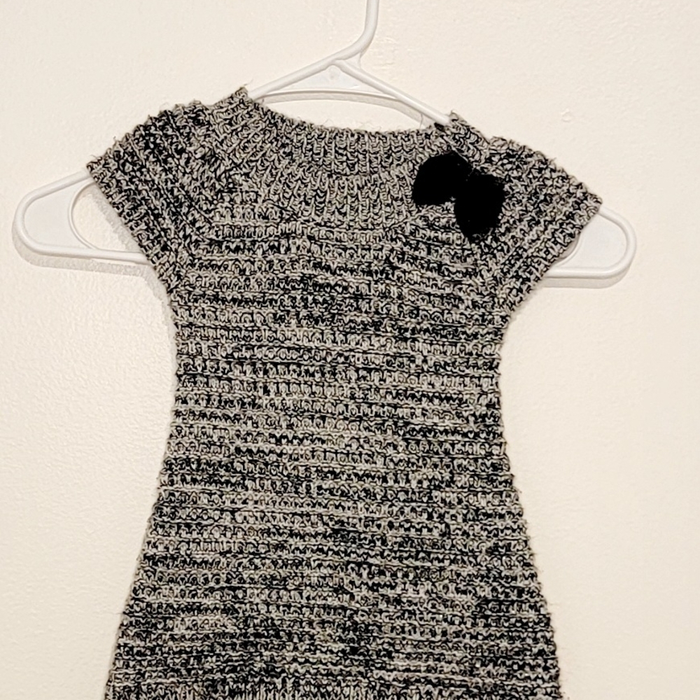 Black and White Knit Dress with Bow